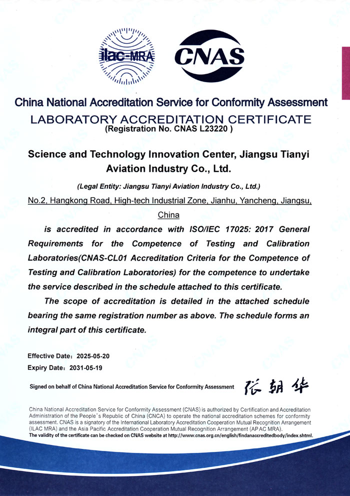 Osvedčenie o zhode č&iacute;nskej n&aacute;rodnej akreditačnej služby pre akredit&aacute;ciu laborat&oacute;ria na posudzovanie zhody